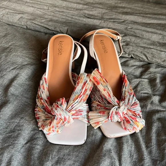 Kensie Kadence Floral Bow Satin Ankle Strap High Heel Sandal - Picture 3 of 9